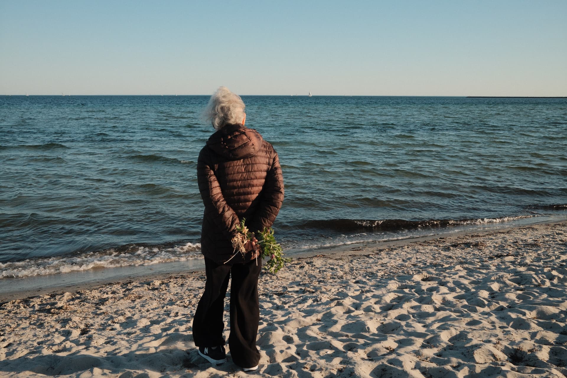 My Grandma contemplating by the ocean